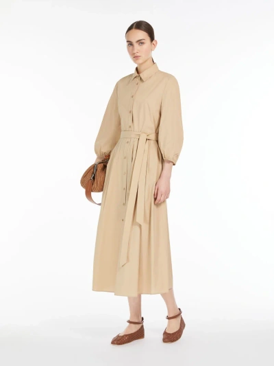 Max Mara Cotton Poplin Dress In Neutral