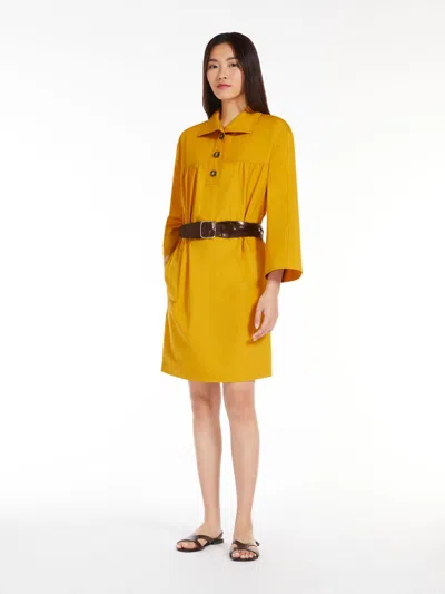 Max Mara Cotton Poplin Dress In Mustard