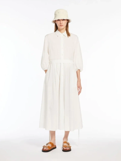 Max Mara Cotton Poplin Dress In White