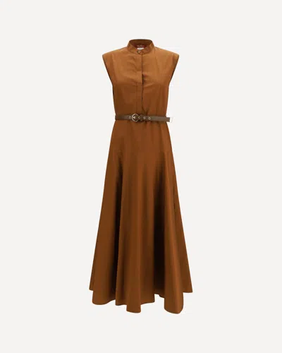Max Mara Cotton Poplin Fit-and-flare Dress In Brown