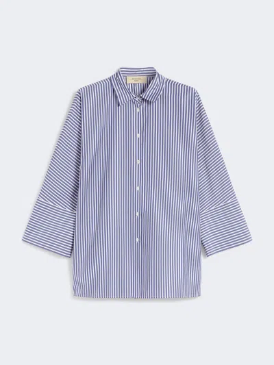 Max Mara Cotton Poplin Oversize Shirt In Blue