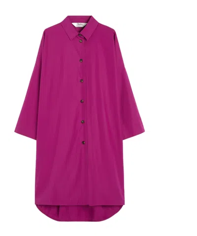 Max Mara Cotton Poplin Shirt Dress In Purple