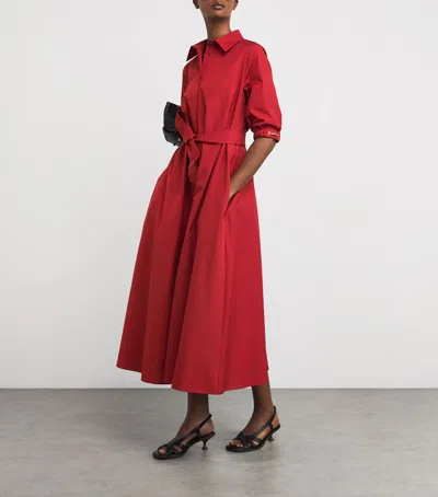 Max Mara Hoyo Cotton-poplin Midi Shirt Dress In Red