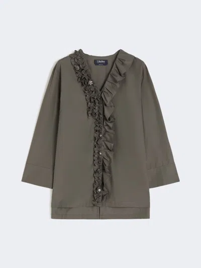 Max Mara Cotton Poplin Shirt In Gray