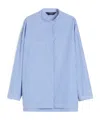 Max Mara Stripe Mandarin-collar Shirt In Light Blue
