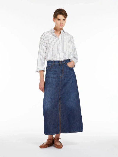 Max Mara Cotton Poplin Shirt In Navy