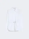 Max Mara Cotton Poplin Drawstring Shirt In White