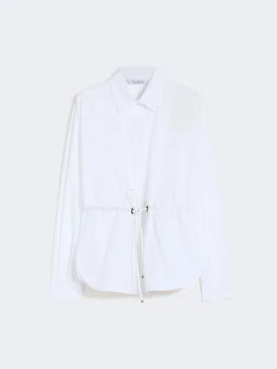 Max Mara Cotton Poplin Drawstring Shirt In White