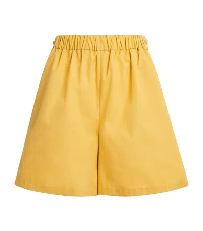 Max Mara Cotton Poplin Shorts In Yellow
