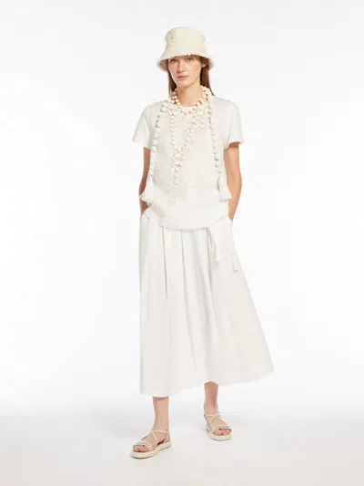 Max Mara Cotton Poplin Skirt In White