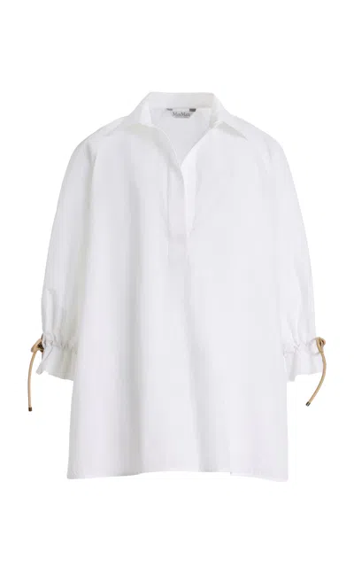 Max Mara Cotton Poplin Top In White
