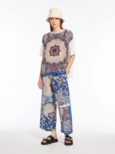 Max Mara Cotton Poplin Trousers In Cornflower Blue