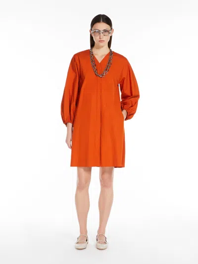 Max Mara Cotton Poplin V-neck Dress In Orange