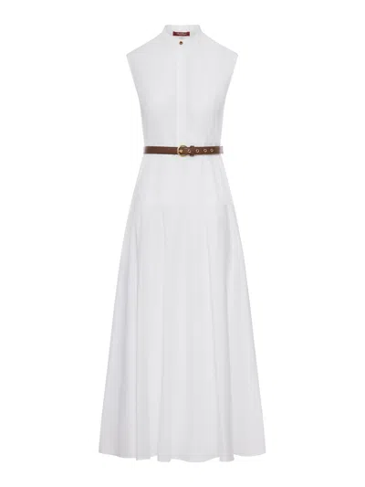 Max Mara Cotton Poplin Wheel-shaped Dress In White