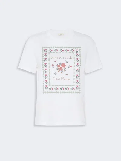 Max Mara Cotton Print T-shirt In White