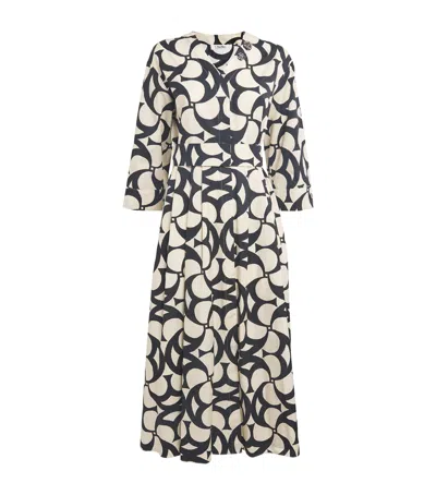 Max Mara Cotton Printed Midi Dress In Black