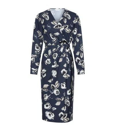 Max Mara Cotton Printed Midi Dress In Blue