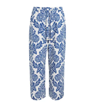 Max Mara Cotton Printed Trousers In Blue