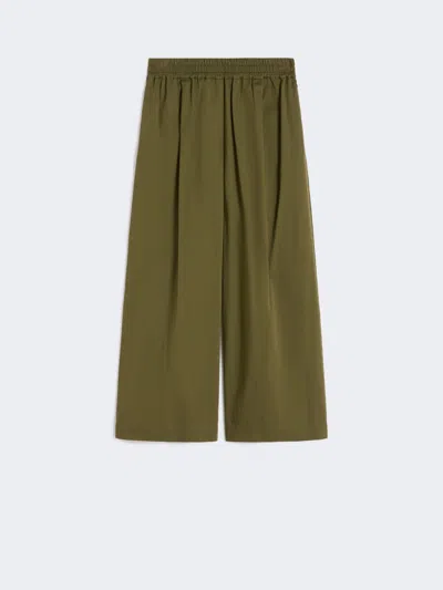 Max Mara Cotton Rasetto Trousers In Green