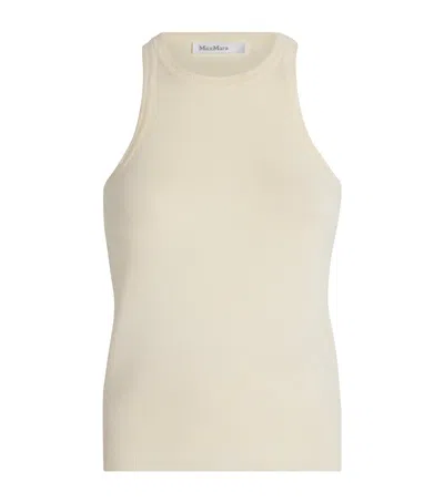 Max Mara Cotton Ribbed Tank Top In Ivory White