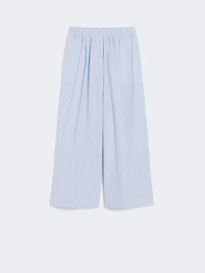 Max Mara Cotton Sateen Trousers In Blue