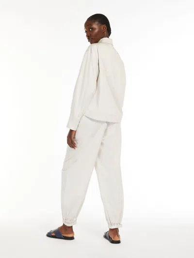 Max Mara Cotton Sateen Trousers In White