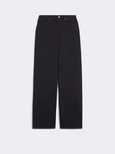Max Mara Cotton Satin Baggy Trousers In Black