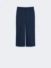 Max Mara Cotton Satin Cropped Trousers In Blue