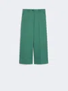 Max Mara Cotton Satin Cropped Trousers In Green