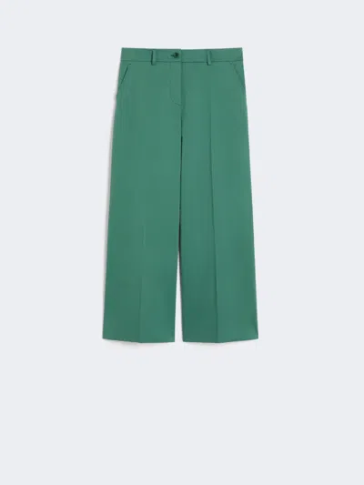 Max Mara Cotton Satin Cropped Trousers In Green