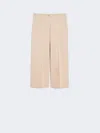 Max Mara Cotton Satin Cropped Trousers In Neutral