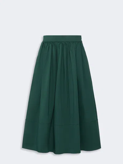 Max Mara Cotton Satin Midi Skirt In Green
