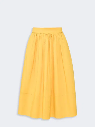 Max Mara Cotton Satin Midi Skirt In Yellow