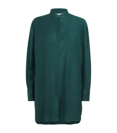 Max Mara Cotton Satin Oversized Shirt In Green