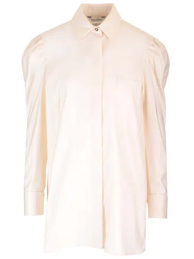 Max Mara Cotton Satin Shirt Shirts White In Pink