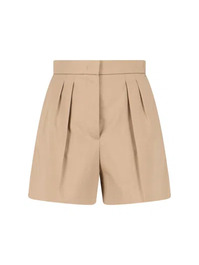 Max Mara Cotton Satin Shorts In Nude
