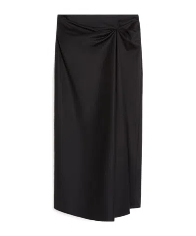 Max Mara Cotton Satin Skirt In Black