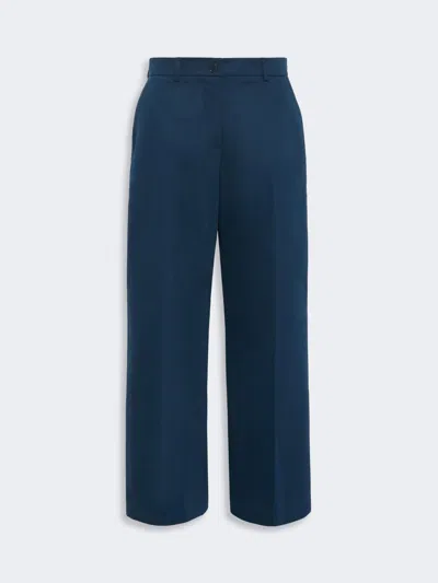 Max Mara Cotton Satin Trousers In Blue