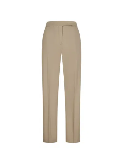 Max Mara Cotton Satin Trousers In Green