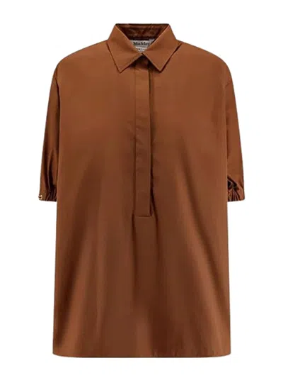 Max Mara Cotton Shirt In Brown