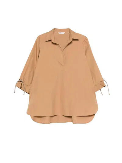 Max Mara Cotton Shirt In Brown