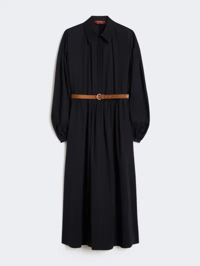Max Mara Balloon-sleeve Belted Dress In Blue