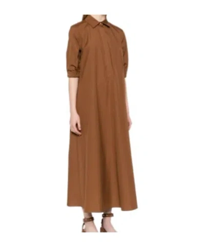 Max Mara Cotton Shirt Dress In Brown