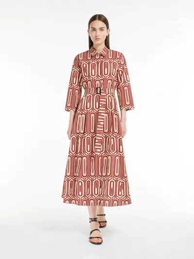 Max Mara Printed Cotton Shirt Dress In Red