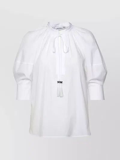 Max Mara 'cotton Shirt Tie Detail' In White