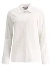 Max Mara Stretch Poplin Shirt With Button Accents In White