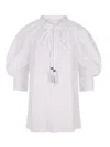 Max Mara Cotton Shirt With Balloon Sleeves In White