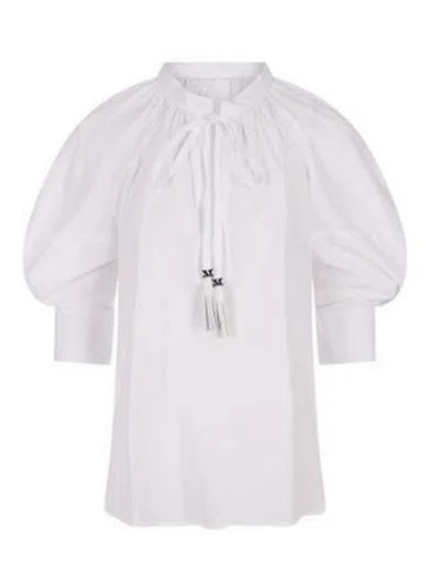 Max Mara Cotton Shirt With Balloon Sleeves In White