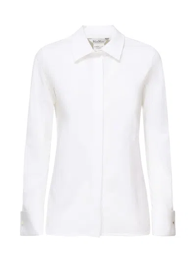 Max Mara Cotton Shirt With Logo In White