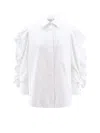 Max Mara Cotton Shirt With Rouches Detail In White
